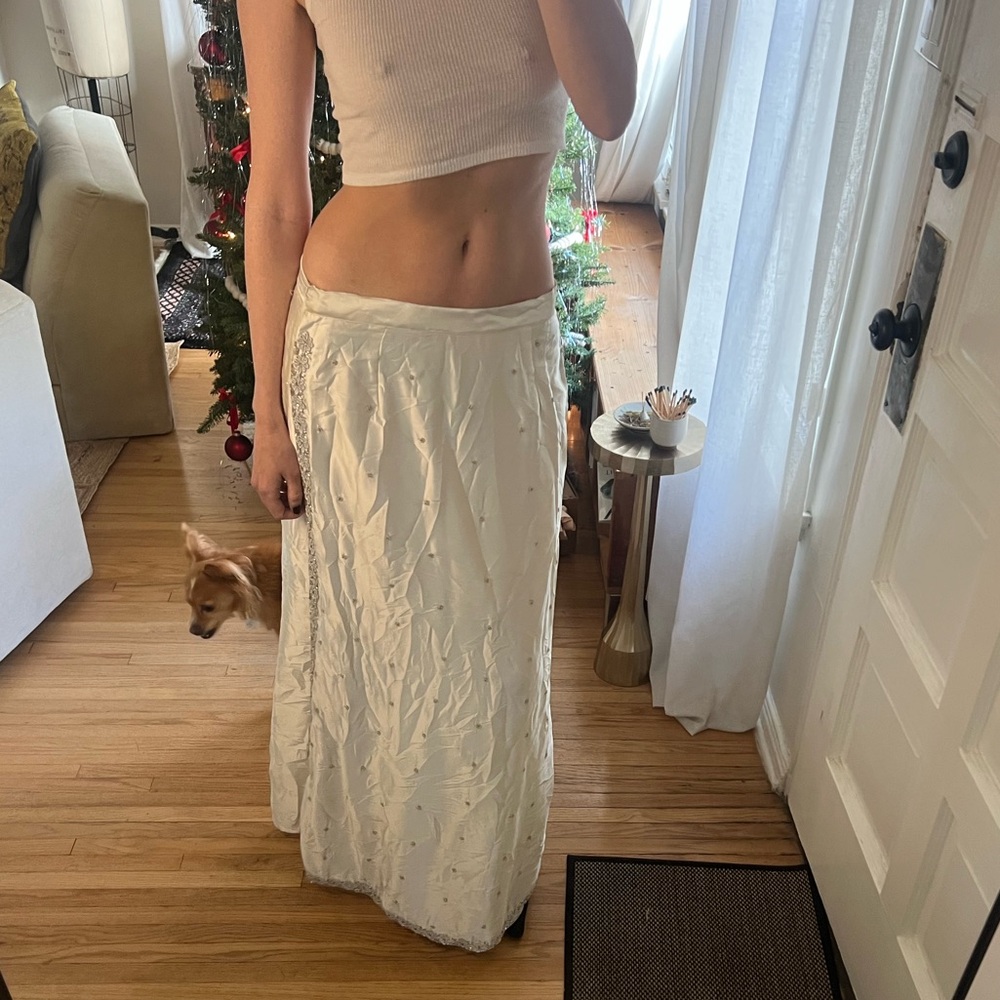 White silk maxi skirt